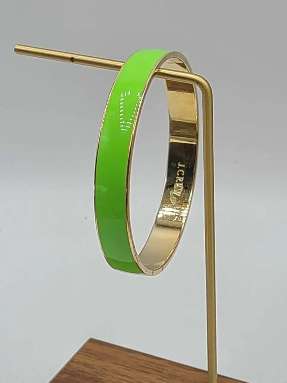 J Crew Green Gold Tone Bangle Bracelet